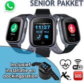 GPSHorlogeKids - GPS Horloge Senior Health Pakket - persoonlijk alarm - alarm horloge ouderen - valdetectie - SOS alarm - tracking - medicatie herinnering - (video)bellen - hartslag & bloeddr