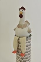 Oneiro’s Luxe KIP BUNGELBEENTJES WIT 6x13 cm – decoratie – pasen – paasdecoratie – paashaas – eieren – has – kip – gekleurde eieren – paastak – lente – feestdecoratie