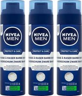 Nivea Men Protect & Care Scheerschuim Zware Baard - Pak Je Voordeel - 3 x 200 ml