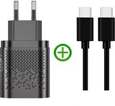 Fast Dual Charger 20w + Kabel 2m Usb C - Zwart - Geschikt voor Android - Smartphones