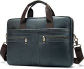 Laptop & MacBook Sleeve Laptoptas tot 17 inch Schoudertas Aktetas Heren Man Leren Tas Leder Blauw