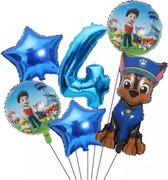 Pow Patrol Folie Ballonnen Nummer 4 , Set van 6 stuks