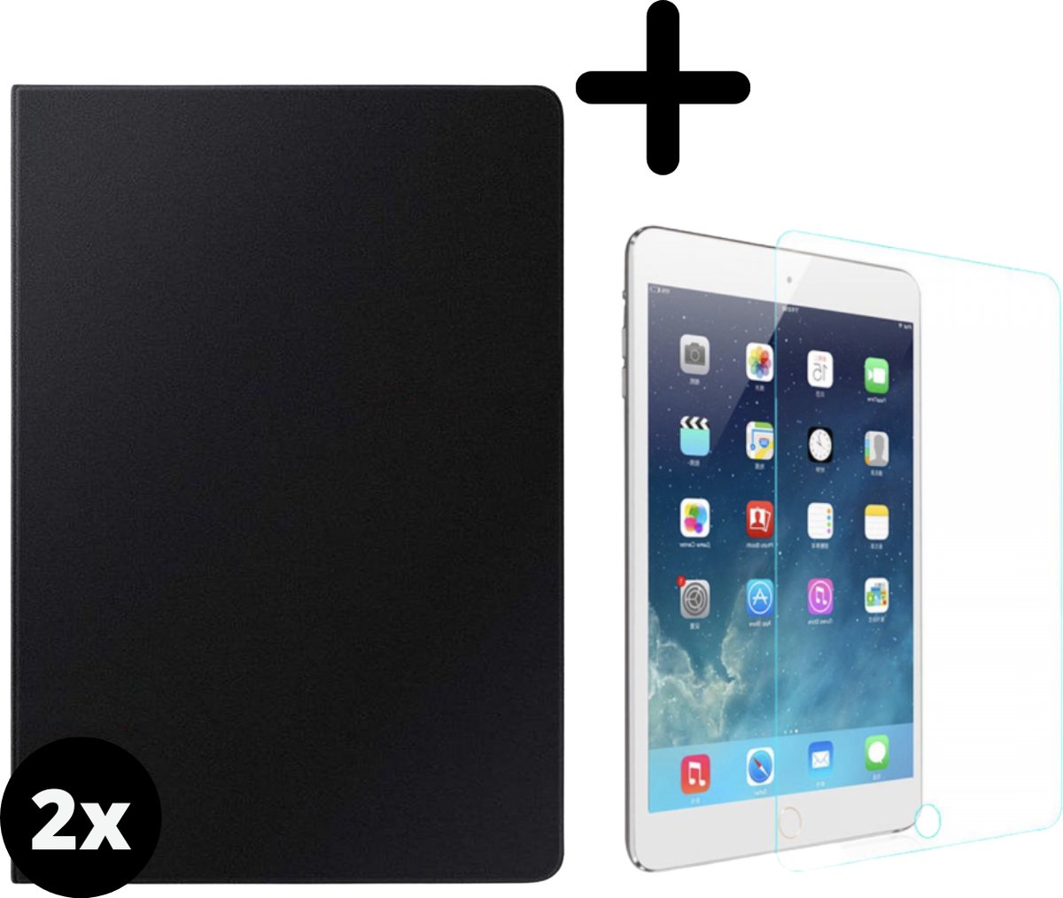 Fooniq Boek Hoes Zwart 2x + Screenprotector 2x - Geschikt Voor Apple iPad Mini 2