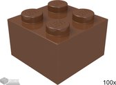 Lego Bouwsteen 2 x 2, 3003 Roodbruin 100 stuks