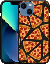 Geschikt voor Apple iPhone 13 Mini Hoesje Zwart Pizza Party - Designed by Cazy