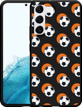 Coque Galaxy S22+ Ball de football Zwart Ombre Orange