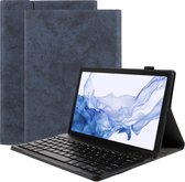 Samsung Galaxy Tab S8 Hoes met Toetsenbord - 11 inch - met QWERTZ toetsenbord - Vintage Bluetooth Keyboard Cover – Blauw