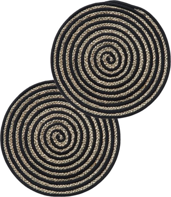 Set van 10x stuks placemats zeegras zwart 38 cm Onderleggers bol