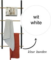 Wandladder 57cm  - Wit Leer / rondhout |  by Handles and more & Woetwurm