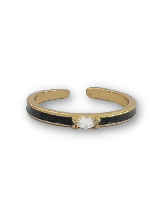 Zatthu Jewelry - N22SS443 - Invy ring zwart met steentje