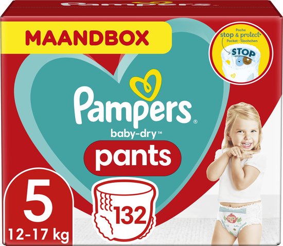 Pampers baby-dry pants luierbroekjes - maat 5 (12-17 kg) - 132 stuks - maandbox