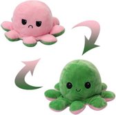 Mood octopus-Groen/Roze-inktvis - Octopus Mood Knuffel - Omkeerbaar - Emotie Knuffel - Boos/Blij Knuffel - 2 Verschillende Kleuren -