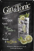 Metal Plate ' Gin Tonic' - wandborden - bierplaat - metalen plaat - wanddecoratie