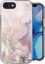 Hoesje geschikt voor iPhone SE 2020 / 8 / 7 - Siliconen Shock Proof Case Back Cover Hoes Marmer Roze