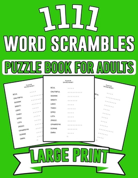 1111 Word Scrambles Puzzle Book for Adults: Large Print Word ... - cover
