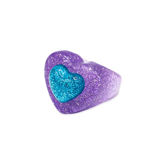 Dazzling & Hypnotic - Unforgettable Love Ring Purple - Ring pour femme - Ring en résine Glitter - Chevalière - Bijoux colorés
