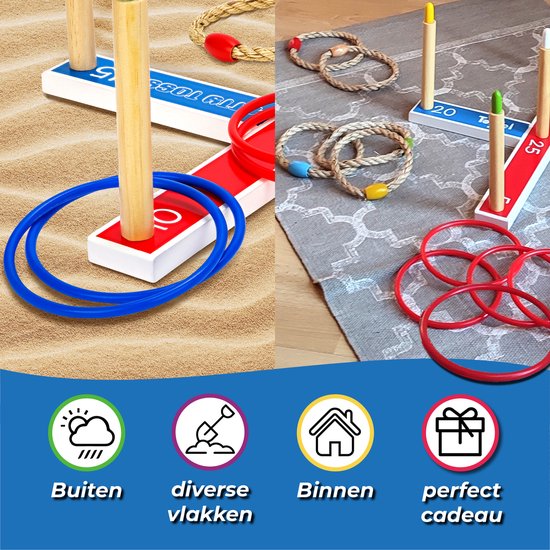Toyfel Ringwurfspiel Kinder Outdoor Mitty Toss Wurfspiel für Kinder Outdoor & Indoor Ringe werfen Garten Spiele Ringwurfspiel FSC® Holz Wurfspiele für draußen Outdoorspiele Kinder