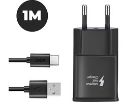 WiseQ Oplader geschikt voor Samsung inclusief USB C oplaadkabel - 1 meter - 15W Snellader - zwart