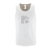 Witte Tanktop sportshirt met "If you're reading this bring me a Beer " Print Zilver Size L