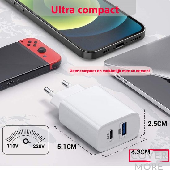 Chargeur 20W Double Port USB-C USB-A IPhone 14 13 12 11 Chargeur Rapide USB C Prise Et 2M Cable For IPhone 14 13 12 11 Pro Max Plus X Xs Xr Se