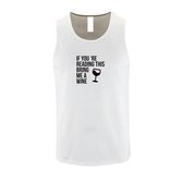 Witte Tanktop sportshirt met "If you're reading this bring me a Wine " Print Zwart Size S