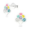 foto van Zilveren kinderoorbellen ballonnen multi color kristal | Ballon Oorknopjes Meisje Zilver | Zilverana | Sterling 925 Silver