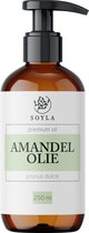 Biologische Amandel olie - 250 ml - 100% Puur - Koudgeperst - Glazen Fles met Pomp - Onbewerkte Amandelolie voor Gezicht Haar en Lichaam