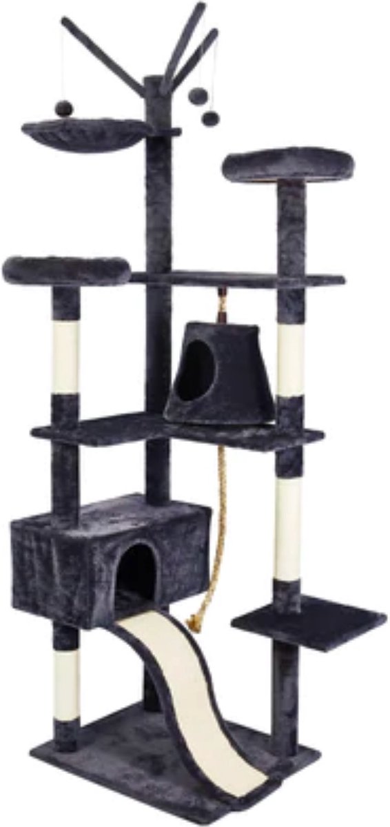 NumberOne® Grote Krabpaal Kattenpaal Katten Accesoires Huis - Modern Design - 210 cm - Donkergrijs - number one