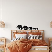 Wanddecoratie | Big Elephant Family decor | Metal - Wall Art | Muurdecoratie | Woonkamer |Zwart| 61x 15cm