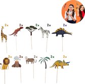 Photobooth props - 20 stuks - Kinderfeestje - Jungle accessoires - Verjaardag versiering - Birthday - Feestje dieren
