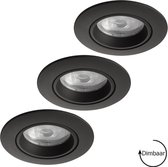 Inbouwspots - 3-pack - Spotjes inbouw - Kantelbaar + GU10 LED - 5.5W - Dimbaar - 2700K warm wit