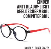 Allernieuwste Kinder Computerbril Zwart-Rood 2 - voor alle Beeldschermen met Anti Blauw Licht Glazen - Stralingsbescherming - Moderne Beeldschermbril - Model 2 Kind Zwart Rood