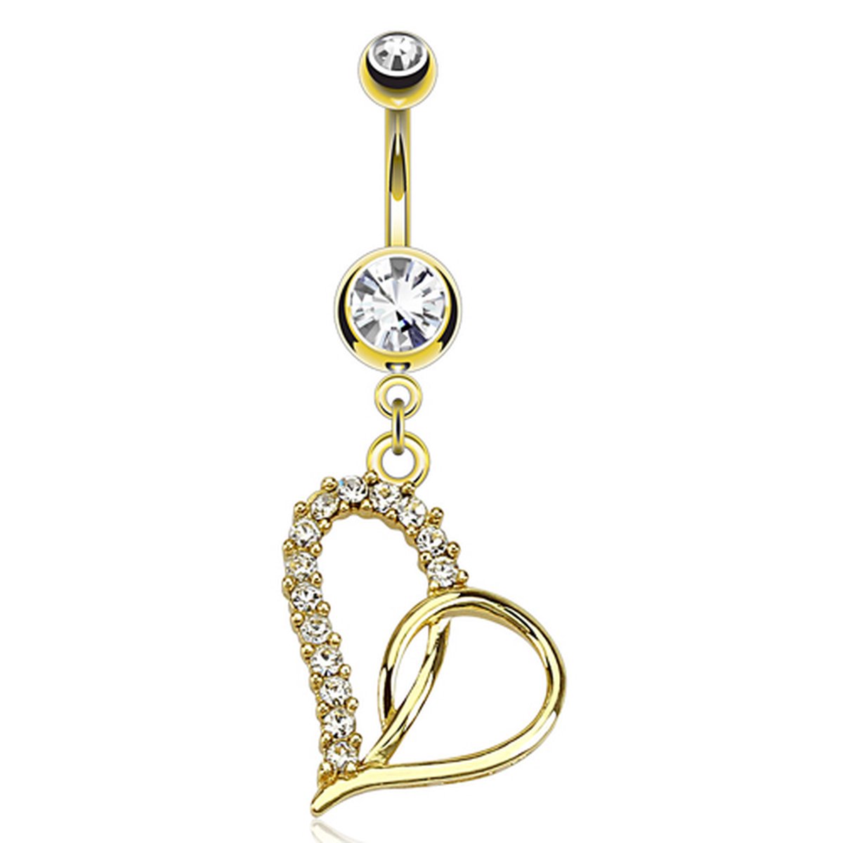 Navelpiercing mooi open hart - goud - LMPiercings