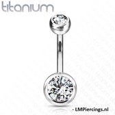 Piercing titanium steen wit groot 12mm