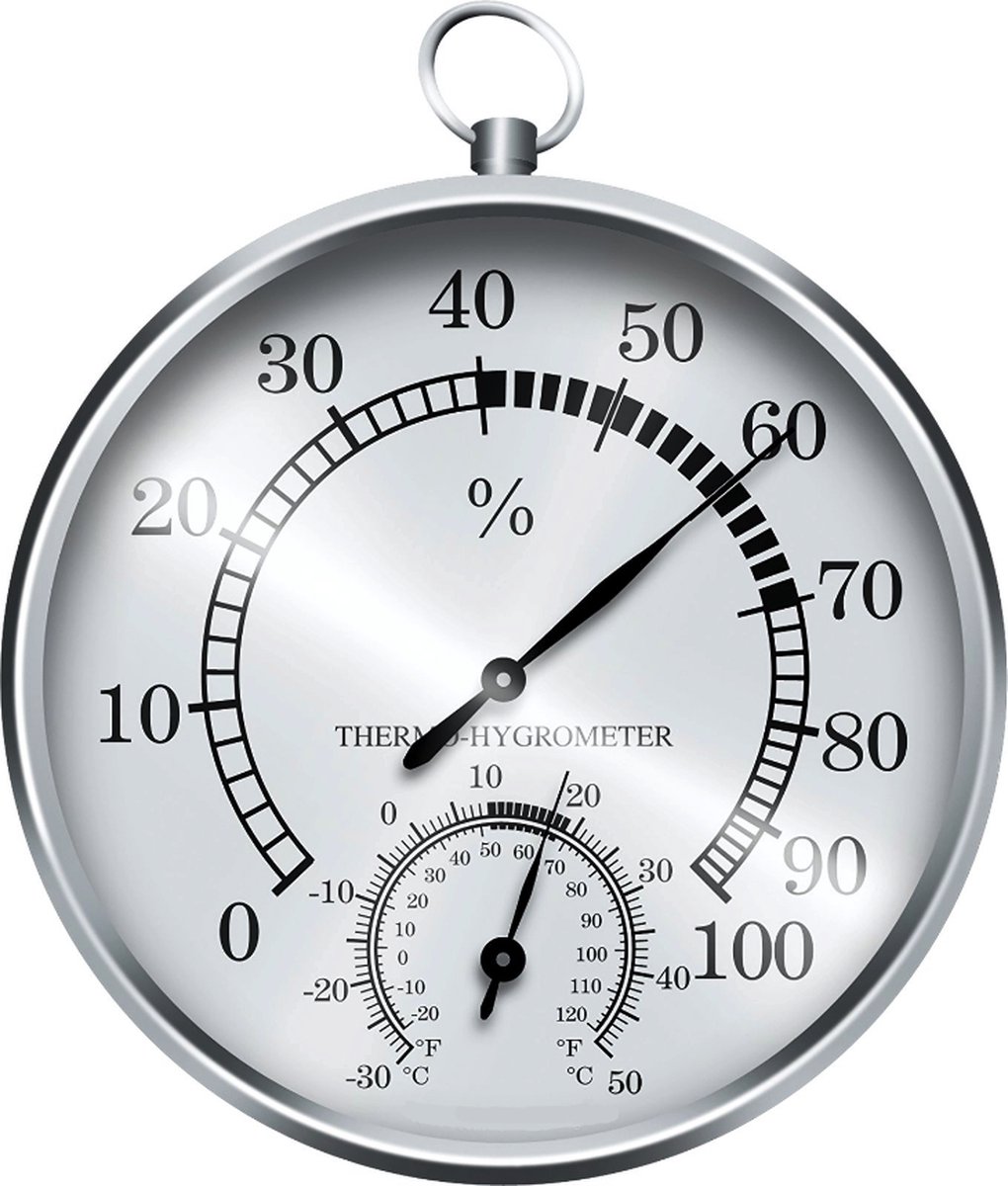 Thermometer / hygrometer (zilverkleurig) - weerstation - hygrometer - thermometer