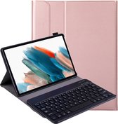 Hoesje Geschikt voor Samsung Galaxy Tab A8 Toetsenbord Hoes Book Case - Hoes Geschikt voor Samsung Tab A8 Toetsenbord Hoesje Keyboard Cover - Rosé goud