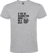 Grijs  T shirt met  print van "If you're reading this bring me a beer " print Zwart size XS