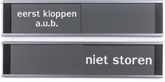 Schuifbord Eerst Kloppen-Niet Storen - 255 mm x 57 mm - Grijs - Promessa-Design.