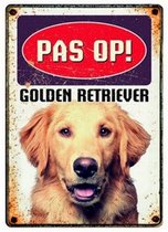 Plenty gifts waakbord blik golden retriever 15x21 cm
