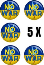 5x "No war" Button | Vlag Oekraine | Button | Speld Pin | Blauw Geel