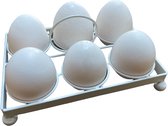 Eierhouder | Wit | Metaal | 6 eieren | Eiermand | Eierrek | Eieren | Pasen | Paasdecoratie | Eieren Verven | Eierdop | Ei Organizer |