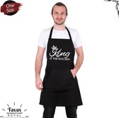 Royal Keukenschort Zwart | 60x80 cm | King of the Kitchen | Kookschort met zakken | Keukenschort voor mannen | Cadeutje- kado | Kook- BBQ