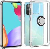 Samsung A53 hoesje - Luxe Anti - shock- Galaxy A53 silicone Backcover Clear case - Samsung Galaxy A53 5G hoesje met Ring houder / Ring vinger houder / standaard