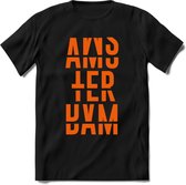 Amsterdam T-Shirt | Souvenirs Holland Kleding | Dames / Heren / Unisex Koningsdag shirt | Grappig Nederland Fiets Land Cadeau | - Zwart - M