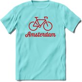 Amsterdam Fiets Stad T-Shirt | Souvenirs Holland Kleding | Dames / Heren / Unisex Koningsdag shirt | Grappig Nederland Fiets Land Cadeau | - Licht Blauw - XL