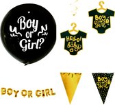 Genderreveal decoratie set Boy or Girl goud met zwart Jongen - genderreveal - babyshower - boy or girl - zwanger - geboorte - boy