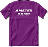 Amsterdam T-Shirt | Souvenirs Holland Kleding | Dames / Heren / Unisex Koningsdag shirt | Grappig Nederland Fiets Land Cadeau | - Paars - XL
