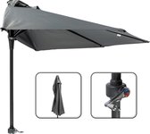 Balkonparasol - 250cm - halfrond - Parasol - lichtgrijs - aluminium parasol