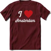 I Love Amsterdam T-Shirt | Souvenirs Holland Kleding | Dames / Heren / Unisex Koningsdag shirt | Grappig Nederland Fiets Land Cadeau | - Burgundy - S