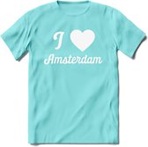 I Love Amsterdam T-Shirt | Souvenirs Holland Kleding | Dames / Heren / Unisex Koningsdag shirt | Grappig Nederland Fiets Land Cadeau | - Licht Blauw - XL